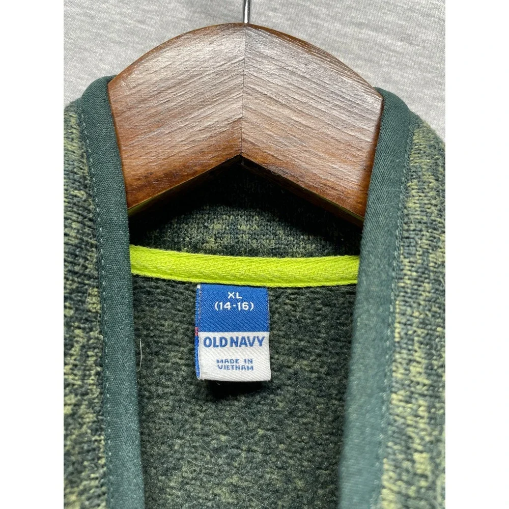 Old Navy Fleece Jacket Youth XL (14-16) Olive Green Space Dye Mock Neck Full Zip